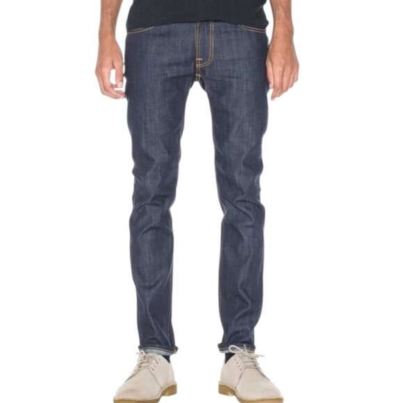 Nudie Jeans Thin Finn Jeans Dry Ecru Embo Dark Blue Wash Men's size 32 x 34 - Picture 14 of 15